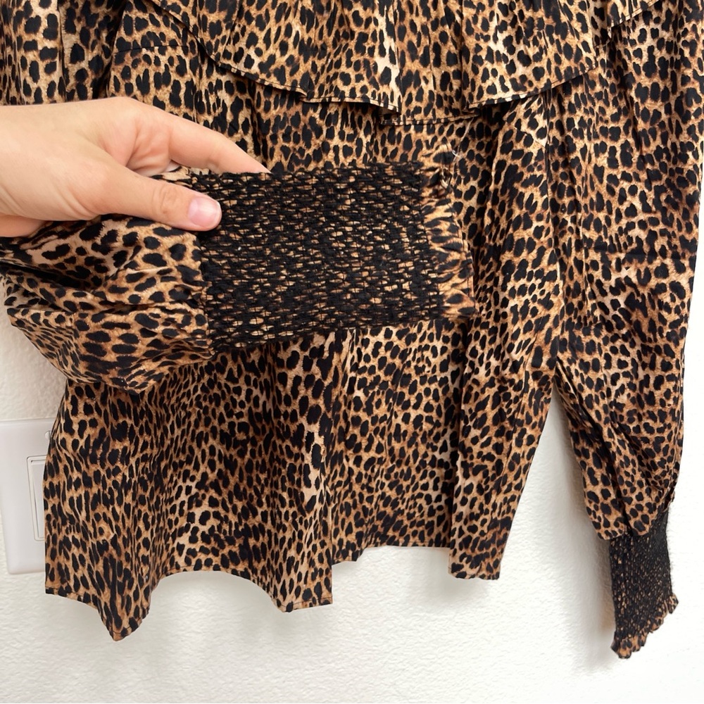 Topshop Leopard Print Statement Collar Blouse Siz… - image 5